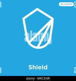 Shield vector icon isolated on blue background, sign and symbol Stock Vector