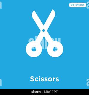 Scissors vector icon isolated on blue background, sign and symbol Stock Vector