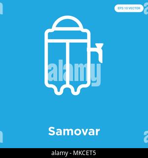 Samovar vector icon isolated on blue background, sign and symbol Stock Vector