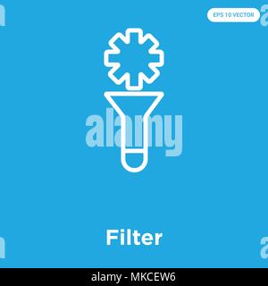 Filter vector icon isolated on blue background, sign and symbol Stock Vector