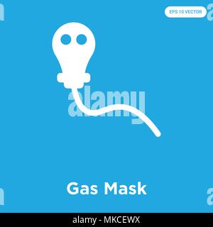Gas Mask vector icon isolated on blue background, sign and symbol Stock Vector