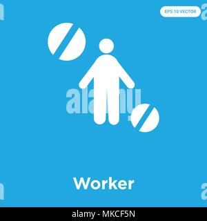 Worker vector icon isolated on blue background, sign and symbol Stock Vector