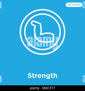 Strength vector icon isolated on blue background, sign and symbol Stock Vector