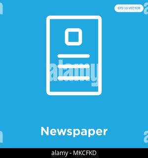 Newspaper vector icon isolated on blue background, sign and symbol Stock Vector
