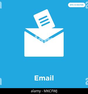 Email vector icon isolated on blue background, sign and symbol Stock Vector