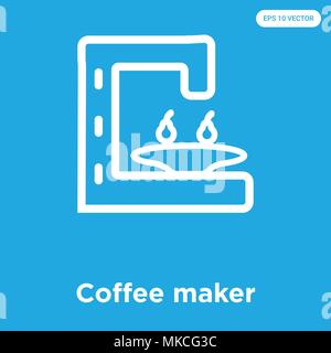 Coffee maker vector icon isolated on blue background, sign and symbol Stock Vector