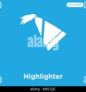 Highlighter vector icon isolated on blue background, sign and symbol Stock Vector