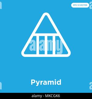 Pyramid vector icon isolated on blue background, sign and symbol Stock Vector