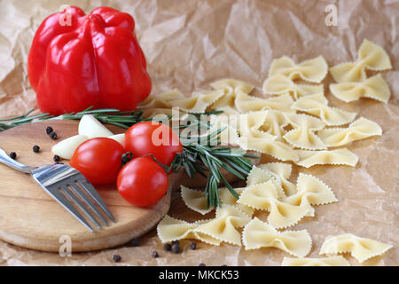 Raw farfalle pasta Stock Photo
