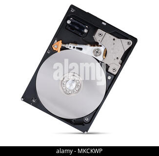 inside of hard disk. HDD isolated on white background Stock Photo