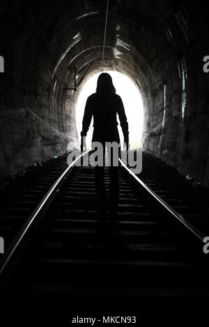 Exit from darknes - Light at end of tunnel Stock Photo
