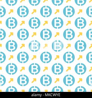 Vector seamless pattern with bitcoins. Cryptocurrency repeating background. Stock Vector