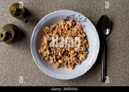 Turkish roasted chicken pieces / tavuk kavurma. turkish food concept. Stock Photo