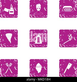Women cream icons set, grunge style Stock Vector