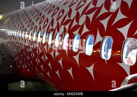 Dubai, UAE - April 10. 2018. body fragment of airline Rossiya at the airport Stock Photo