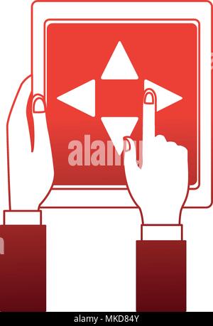 Drone control from tablet on red lines Stock Vector
