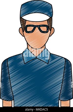 Courier male avatar scribble Stock Vector
