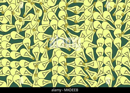 Abstract light bulbs illustrations background pattern. Idea conceptual. Vector graphic. Stock Vector