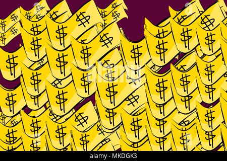 Abstract illustrations of bank notes or money, conceptual. Good for design background. Cartoon style vector graphic. Stock Vector