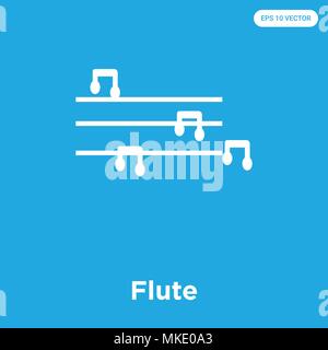 Flute vector icon isolated on blue background, sign and symbol Stock Vector