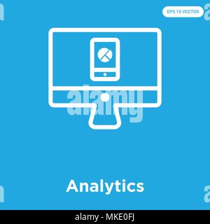 Analytics vector icon isolated on blue background, sign and symbol Stock Vector