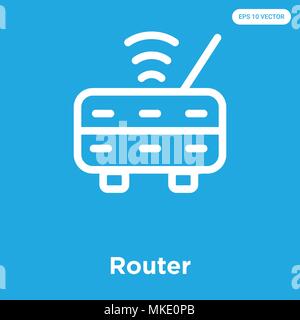 Router vector icon isolated on blue background, sign and symbol Stock Vector