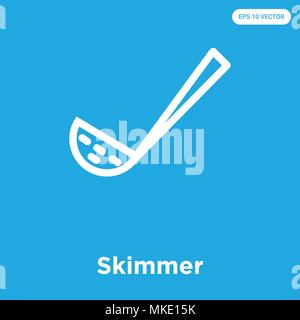 Skimmer vector icon isolated on blue background, sign and symbol Stock Vector