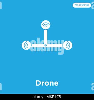 Drone vector icon isolated on blue background, sign and symbol Stock Vector