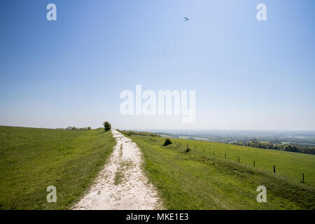 The Trundle, an Iron Age hill fort, on the South Downs National Park, near the Goodwood Estate in Chichester, West Sussex, UK Stock Photo