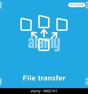 File transfer vector icon isolated on blue background, sign and symbol Stock Vector