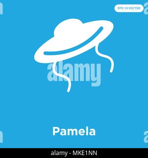 Pamela vector icon isolated on blue background, sign and symbol Stock Vector