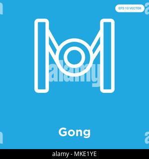 Gong vector icon isolated on blue background, sign and symbol Stock Vector