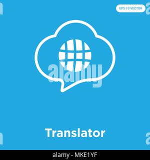 Translator vector icon isolated on blue background, sign and symbol Stock Vector