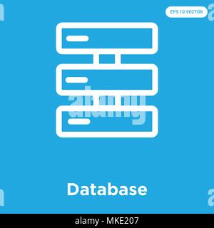 Database vector icon isolated on blue background, sign and symbol Stock Vector