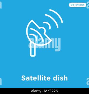 Satellite dish vector icon isolated on blue background, sign and symbol Stock Vector