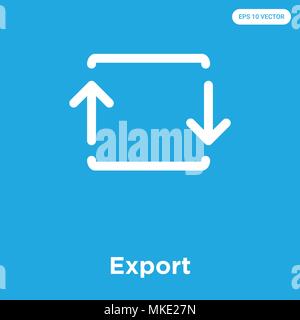 Export vector icon isolated on blue background, sign and symbol Stock Vector