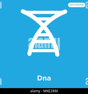 Dna vector icon isolated on blue background, sign and symbol Stock Vector