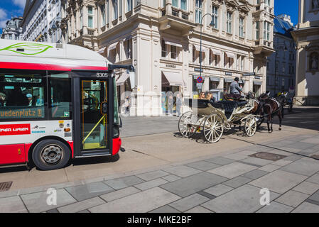Horse drawn carriage for tourists on the Old Town in Vienna, Austria Stock Photo