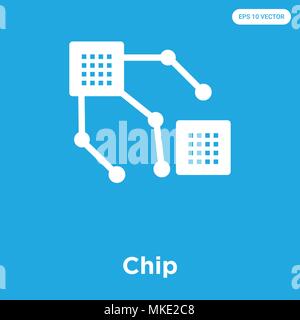 Chip vector icon isolated on blue background, sign and symbol Stock Vector