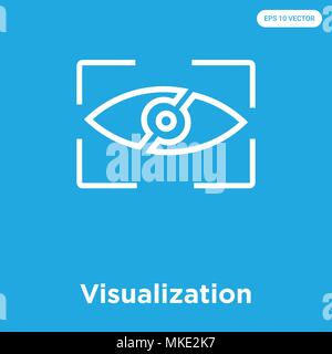 Visualization vector icon isolated on blue background, sign and symbol Stock Vector