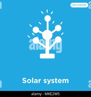 Solar system vector icon isolated on blue background, sign and symbol Stock Vector