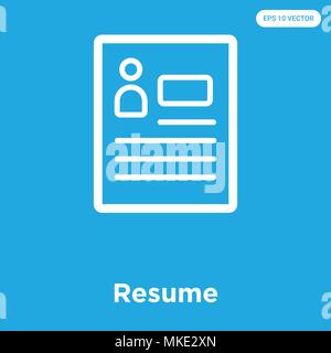 Resume vector icon isolated on blue background, sign and symbol Stock Vector