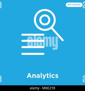 Analytics vector icon isolated on blue background, sign and symbol Stock Vector