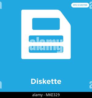 Diskette vector icon isolated on blue background, sign and symbol Stock Vector