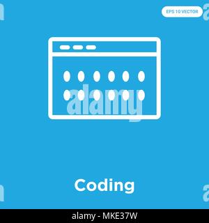 Coding vector icon isolated on blue background, sign and symbol Stock Vector