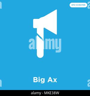 Big Ax vector icon isolated on blue background, sign and symbol Stock Vector