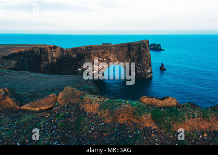 Unique basalt arch on Dyrholaey Stock Photo