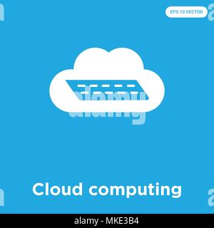 Cloud computing vector icon isolated on blue background, sign and symbol Stock Vector