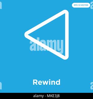 Rewind vector icon isolated on blue background, sign and symbol Stock Vector