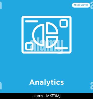 Analytics vector icon isolated on blue background, sign and symbol Stock Vector